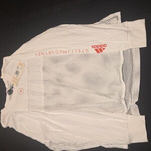 Long Sleeve, Loose Fitting, White Mesh Athletic Top - Size 36